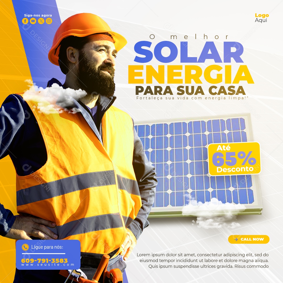Energia Solar Energia Para Sua Casa Social Media PSD Editável