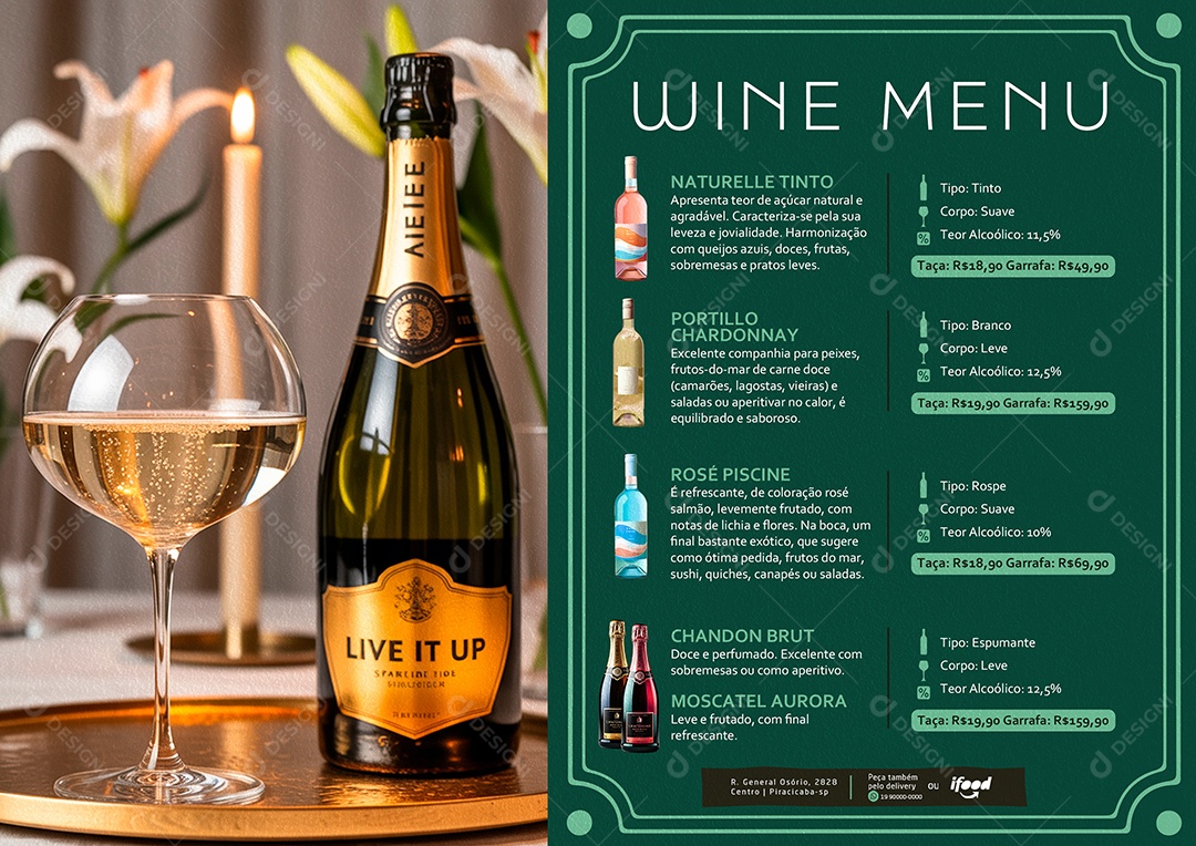 Cardápio Vinhos Wine Menu PSD Editável