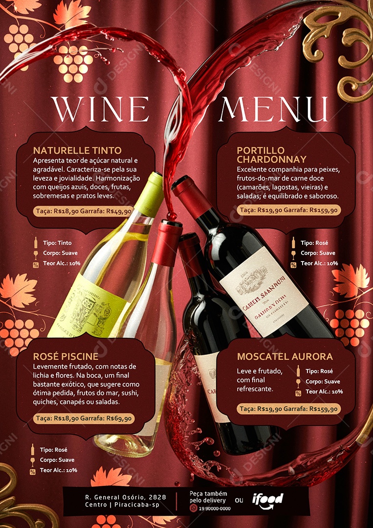 Cardápio Vinhos PSD Editável