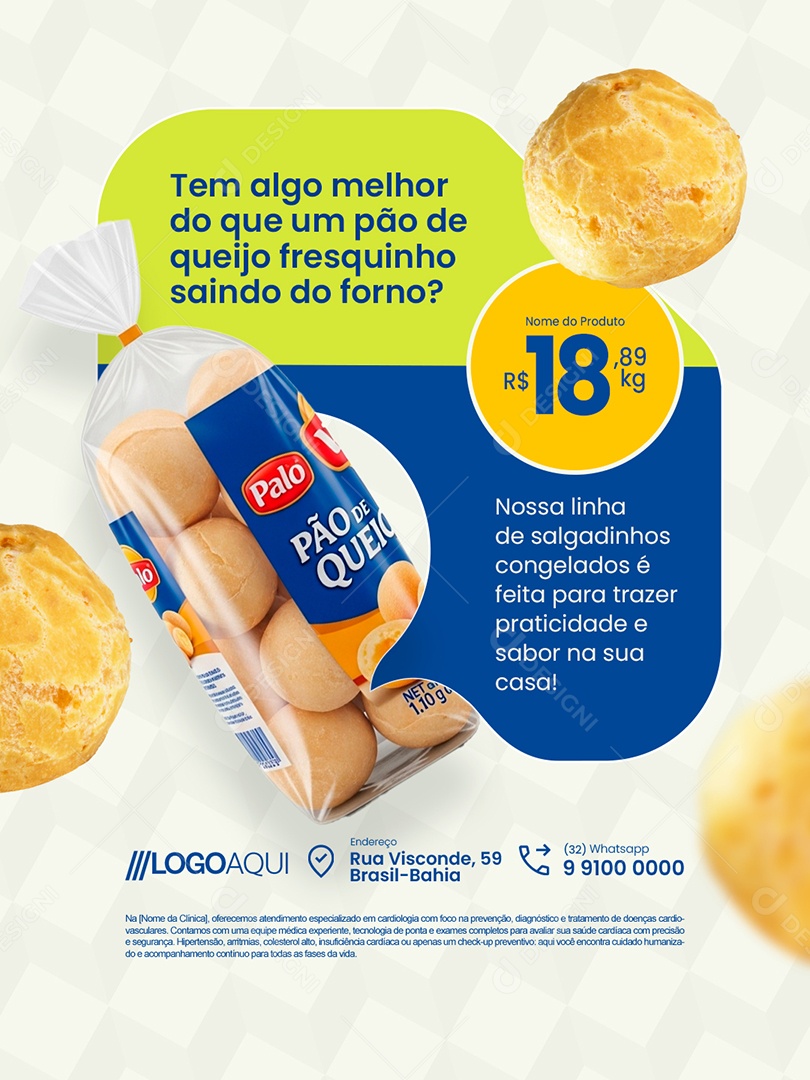 Supermercado Congelados Tem Algo Melhor do Que um Pão de Queijo Social Media PSD Editável