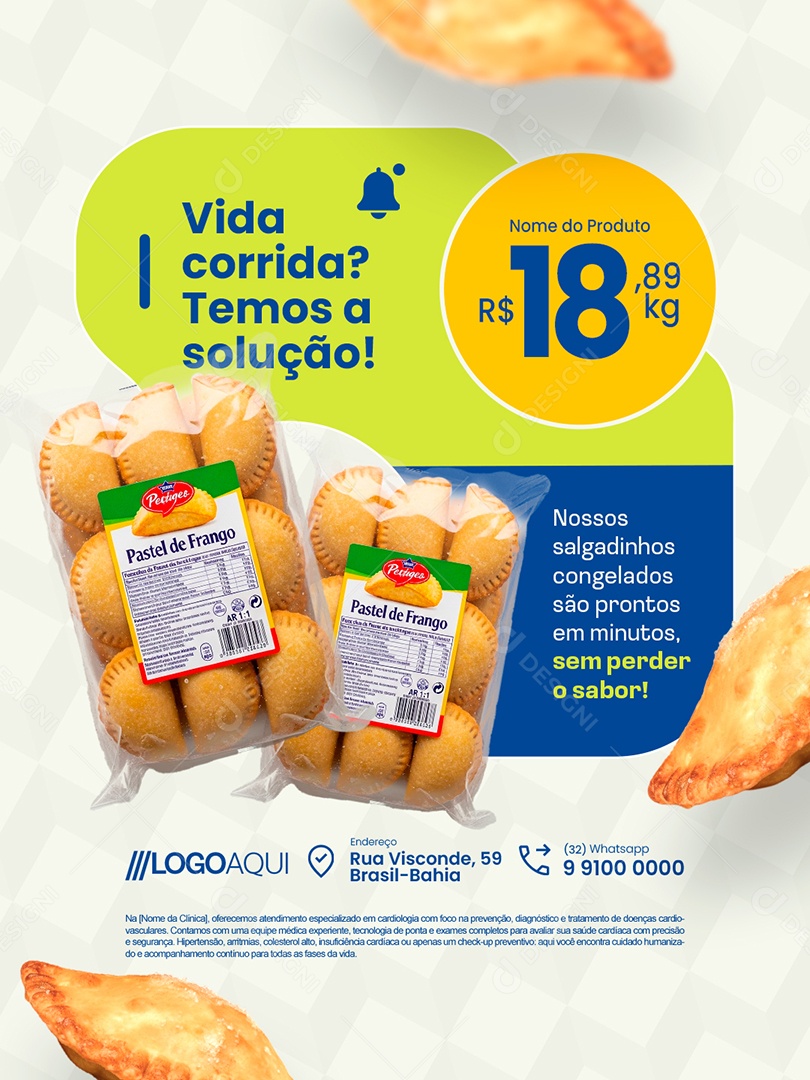 Supermercado Congelados Vida Corrida Temos a Solução Social Media PSD Editável