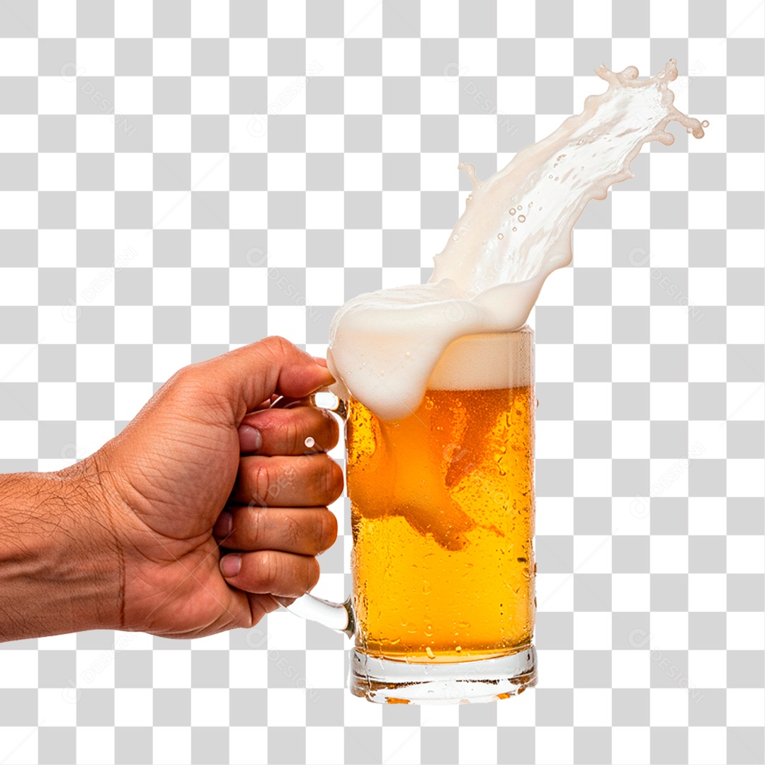 Mão Segurando Caneca de Cerveja PNG Transparente