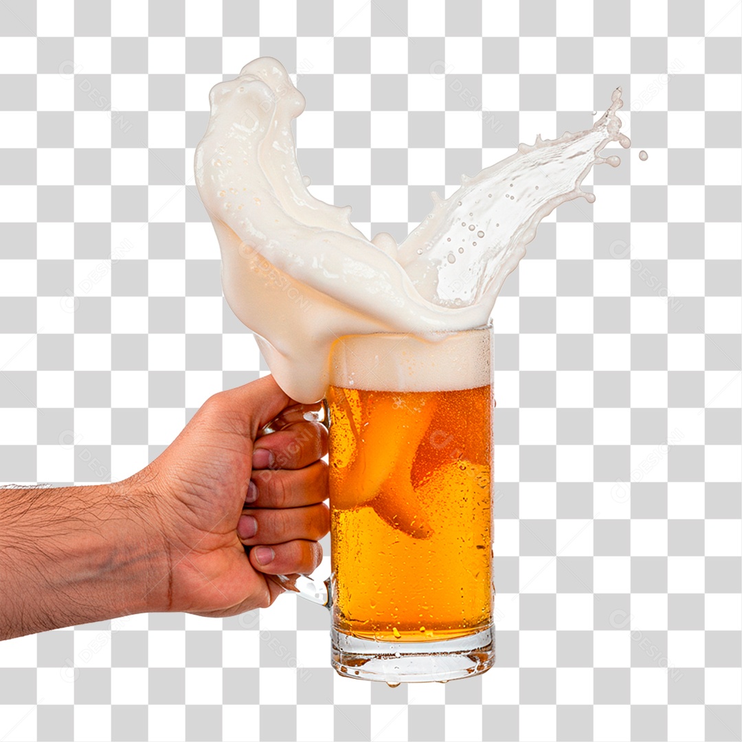 Mão Segurando Caneca de Cerveja PNG Transparente