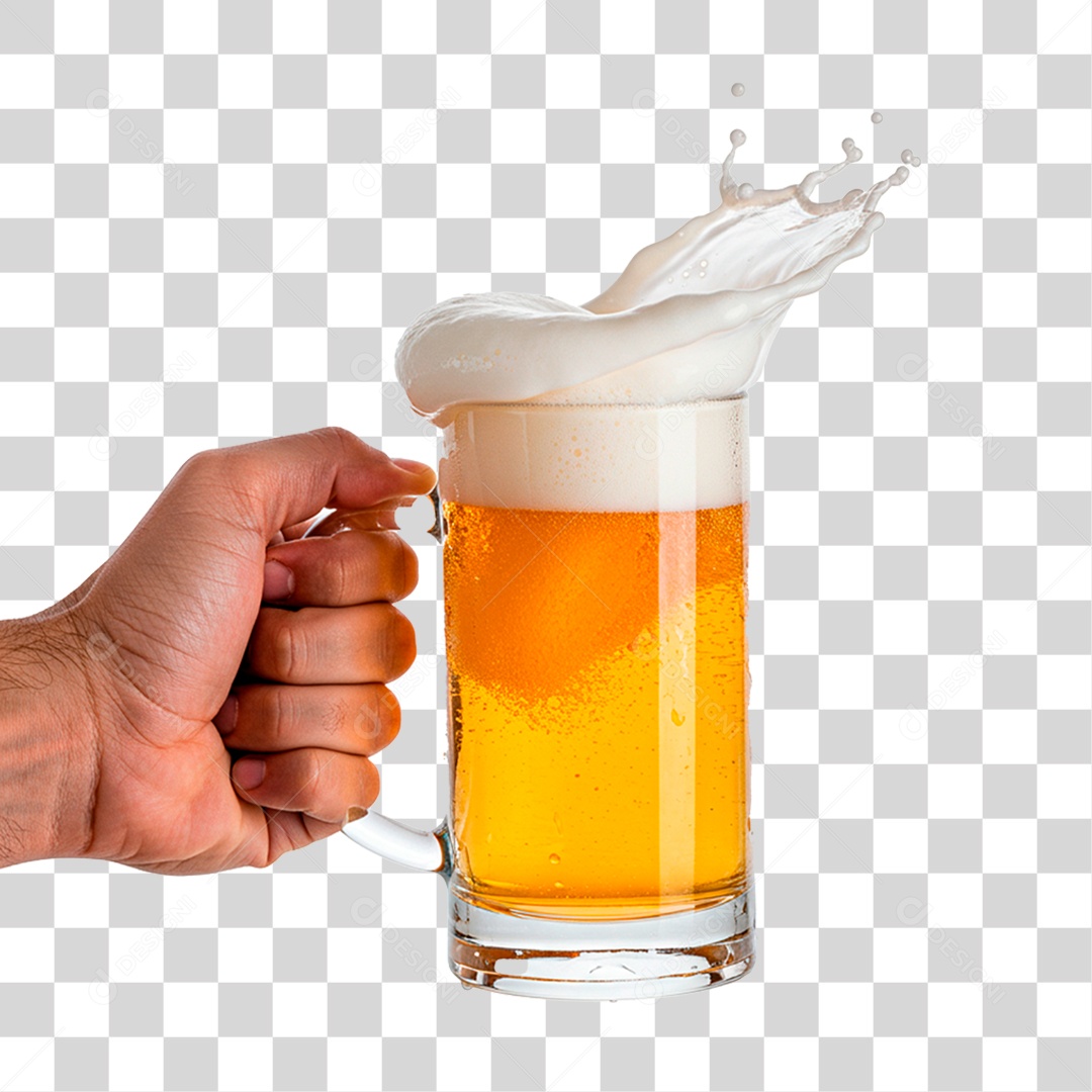 Mão Segurando Caneca de Cerveja PNG Transparente