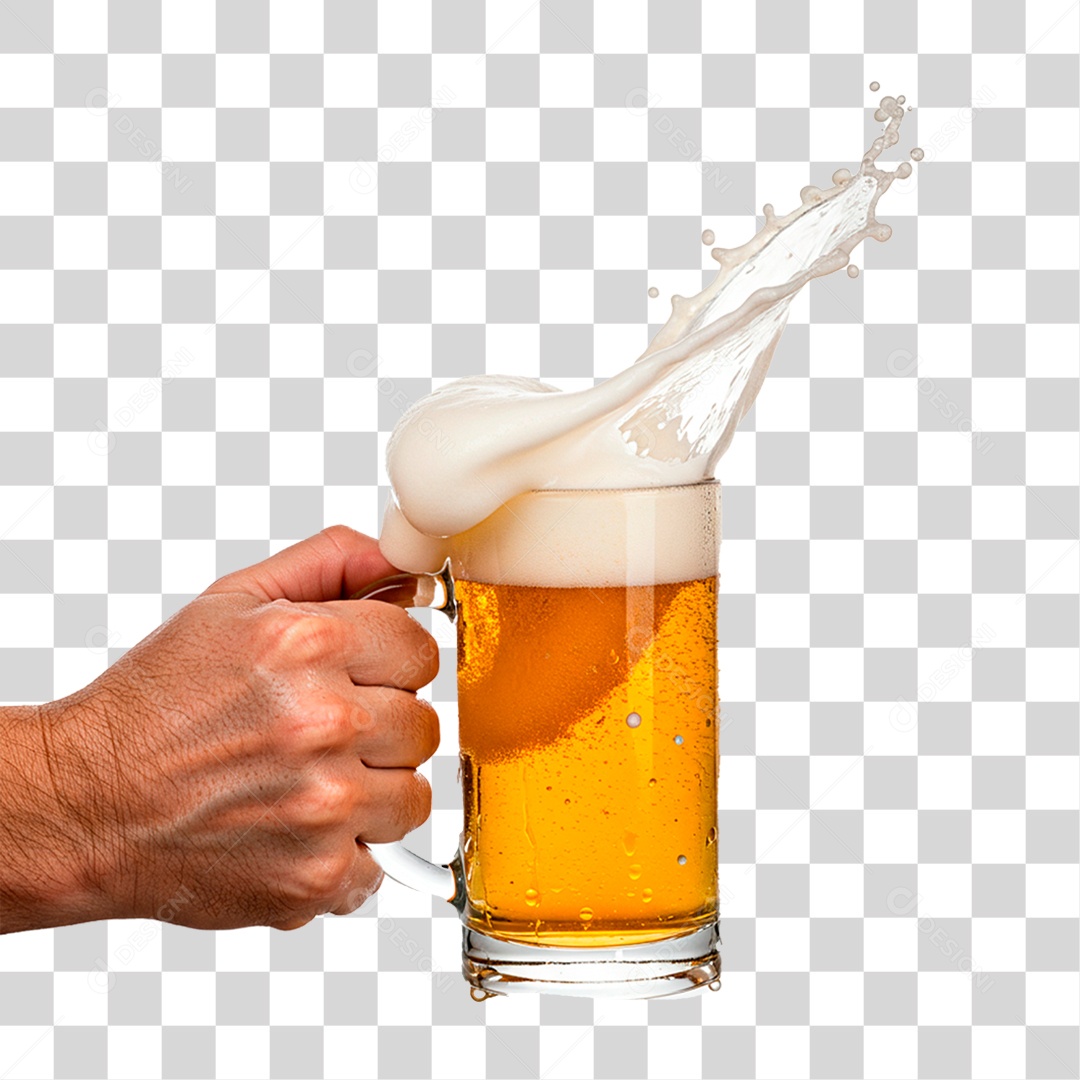 Mão Segurando Caneca de Cerveja PNG Transparente