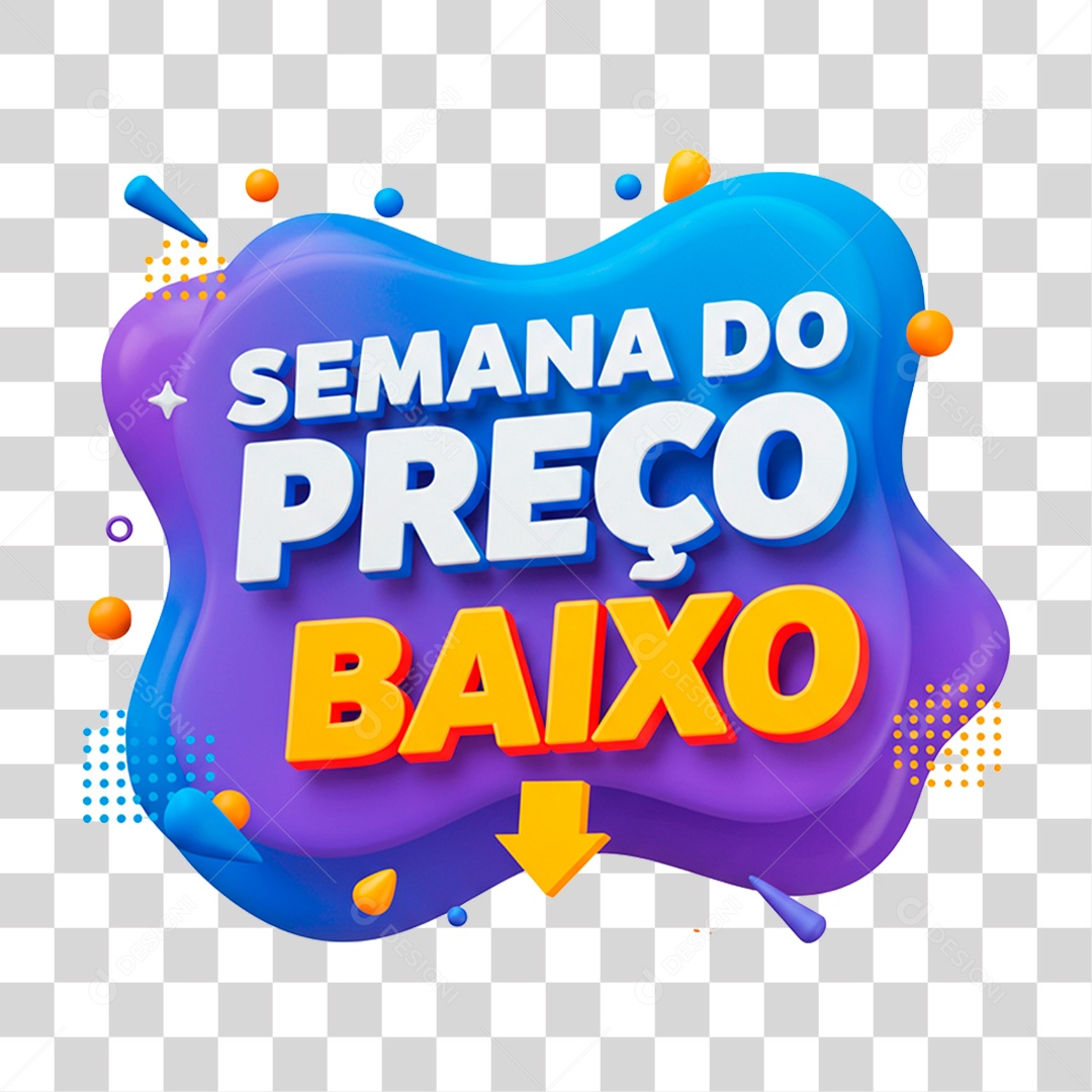 Selo 3D Semana do Preço Baixo para Composição PNG Transparente