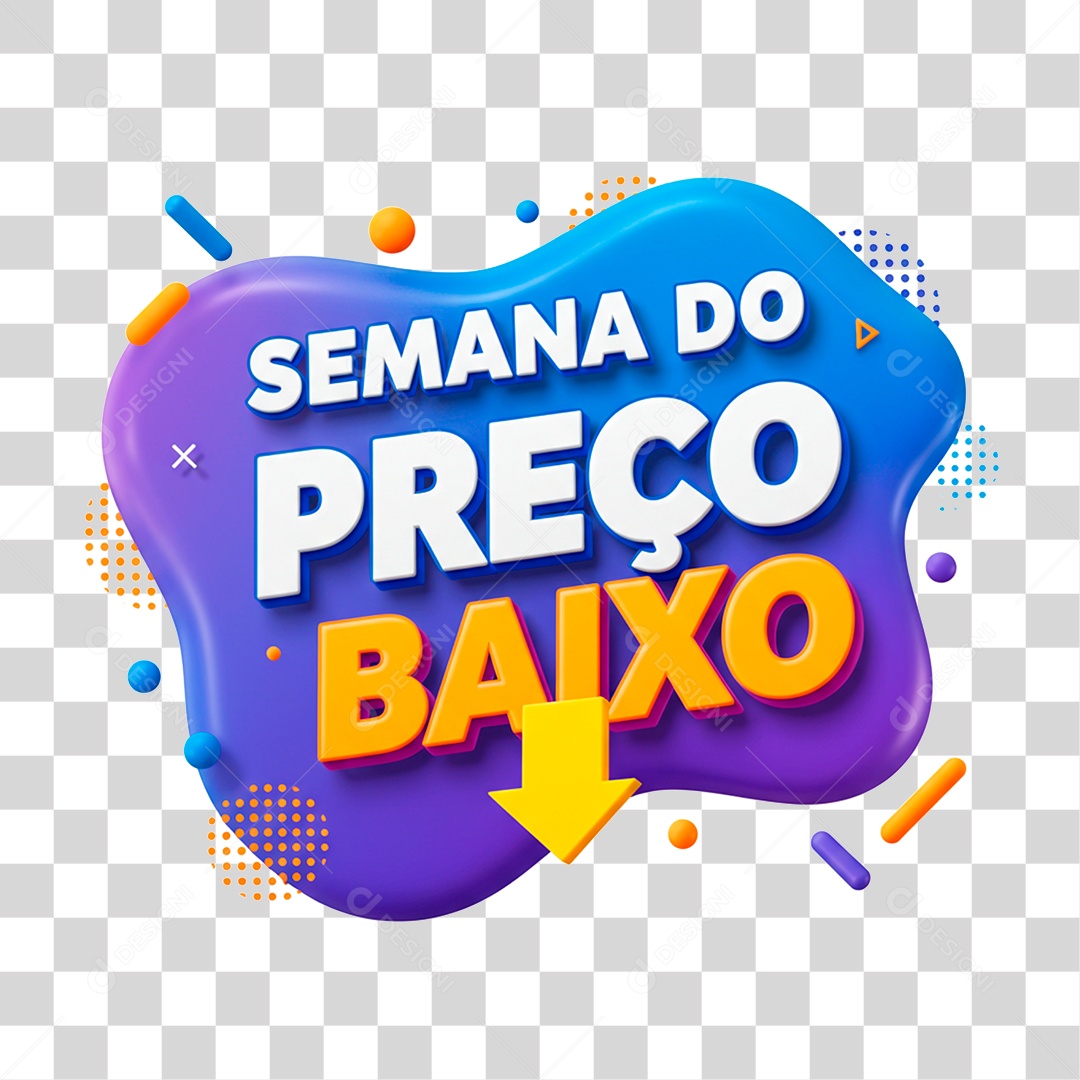 Selo 3D Semana do Preço Baixo para Composição PNG Transparente