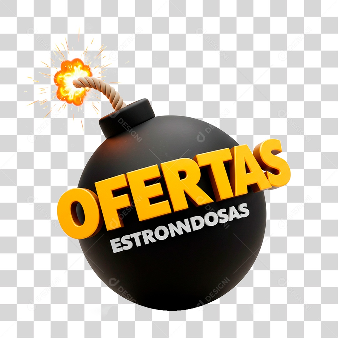 Selo 3D Ofertas Estrondosa PNG Transparente