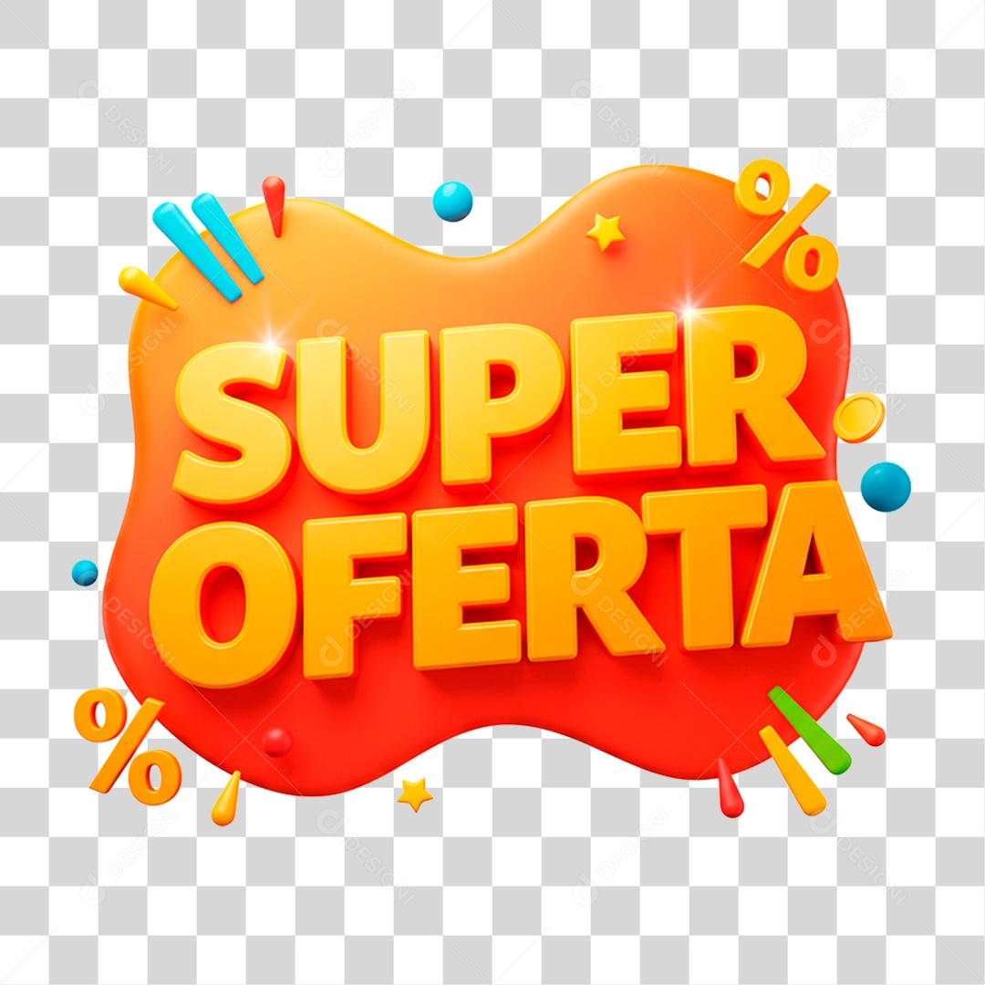 Selo 3D Super Oferta Para Composição PNG Transparente