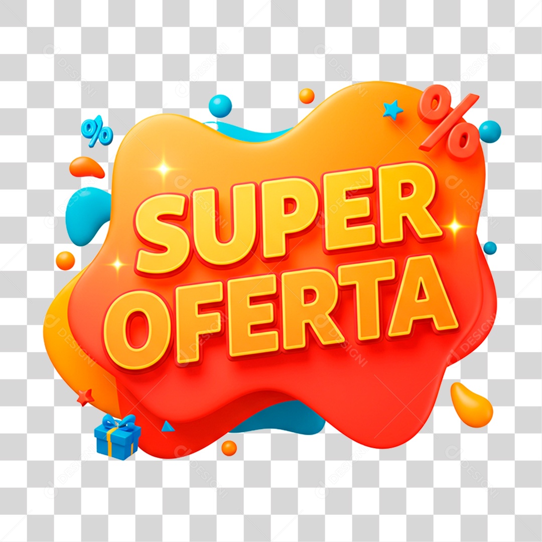 Selo 3D Super Ofertas Para Composição PNG Transparente