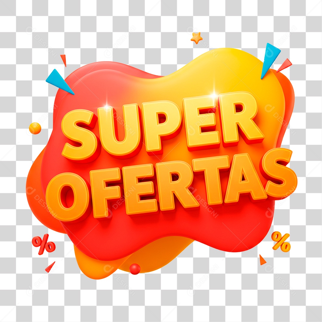 Selo 3D Super Ofertas Para Composição PNG Transparente