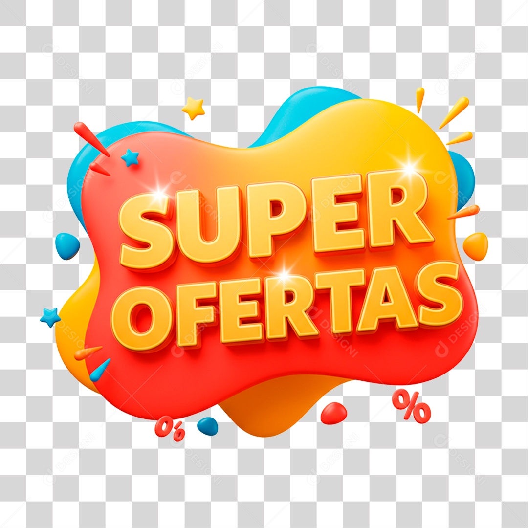 Selo 3D Super Ofertas Para Composição PNG Transparente