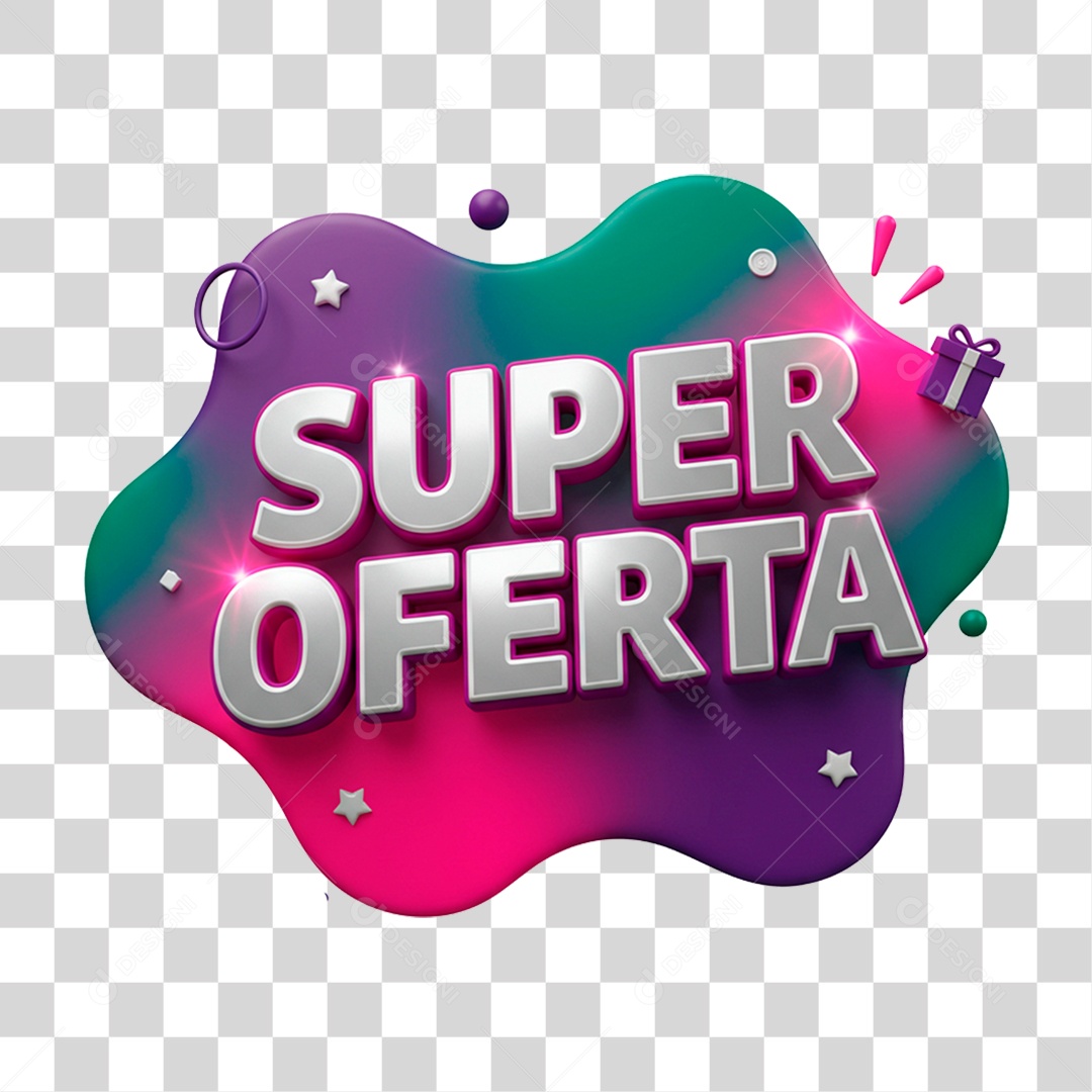 Selo 3D Super Oferta Para Composição PNG Transparente