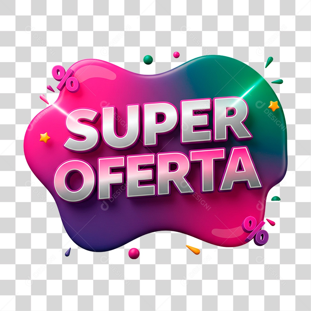 Selo 3D Super Oferta para Composição PNG Transparente