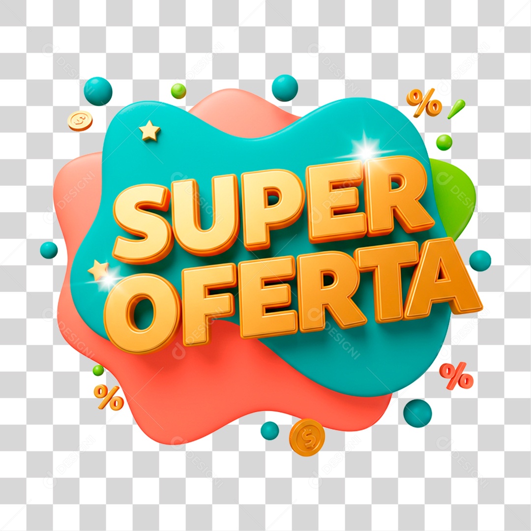 Selo 3D Super Oferta Para Composição PNG Transparente