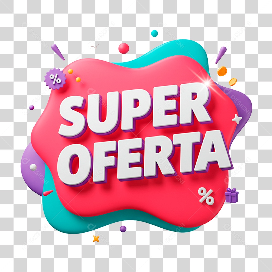 Selo 3D Super Oferta para Composição PNG Transparente