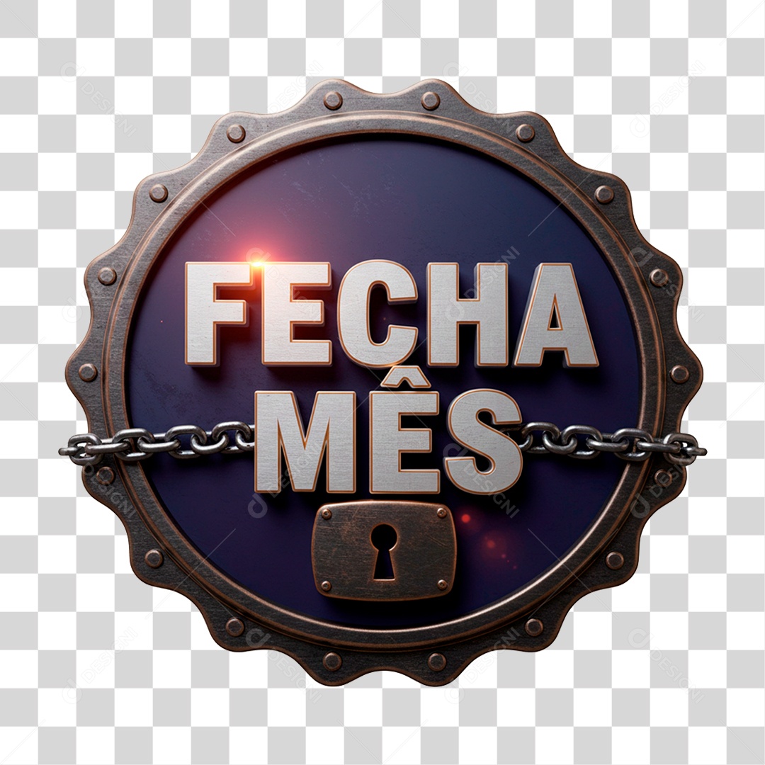 Selo 3D Fecha Mês Para Composição PNG Transparente