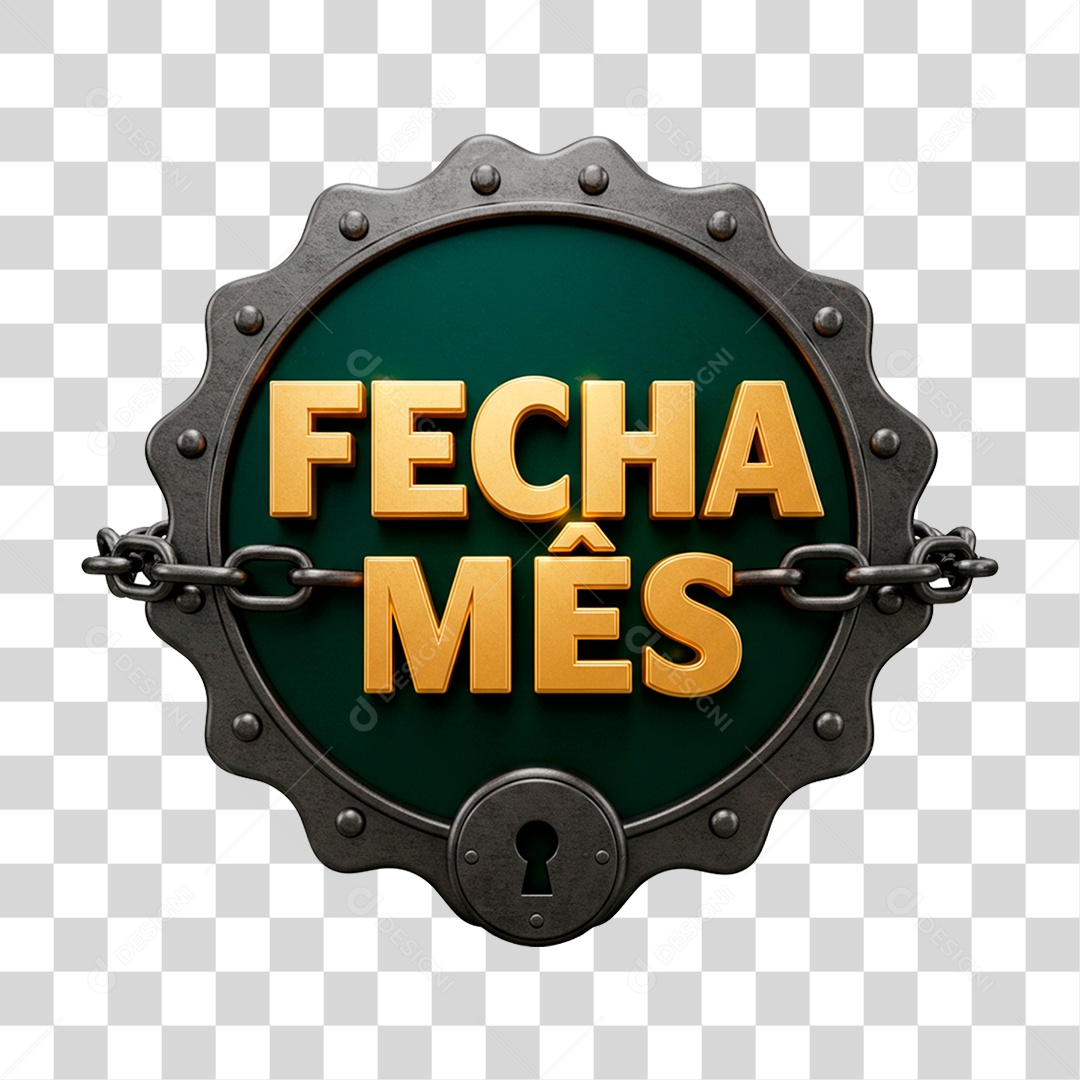 Selo 3D Fecha Mês Para Composição PNG Transparente