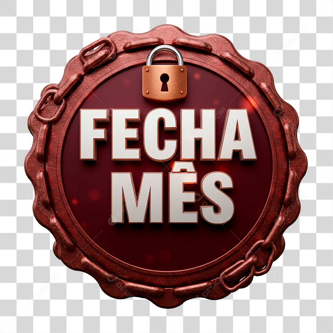 Selo 3D Fecha Mês Para Composição PNG Transparente
