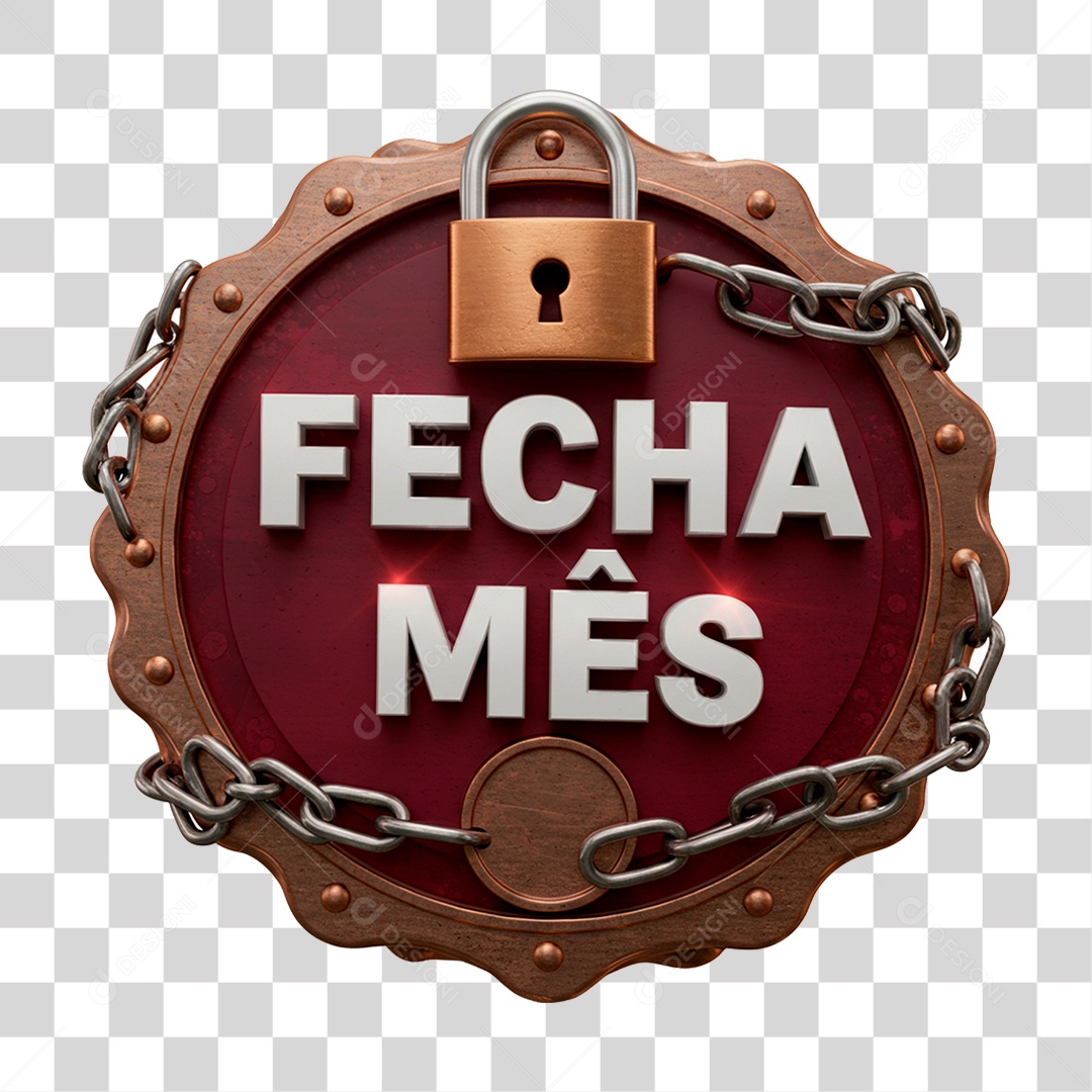 Selo 3D Fecha Mês Para Composição PNG Transparente