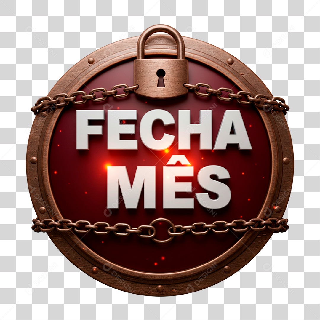 Selo 3D Fecha Mês Para Composição PNG Transparente