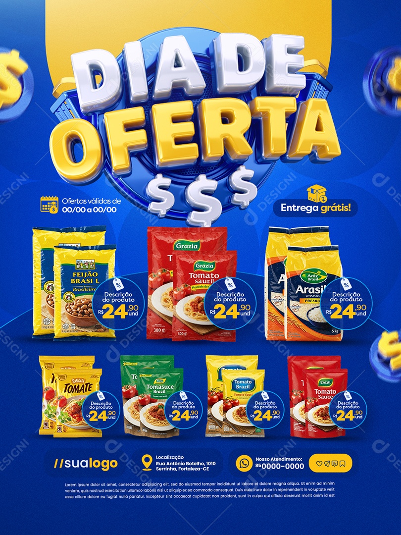 Dia de Oferta Supermercado Produtos Social Media PSD Editável