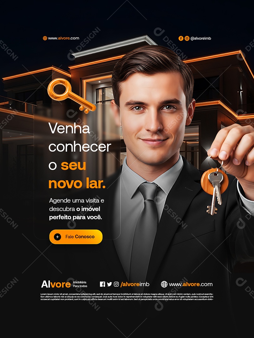 Imobiliária Venha Conhecer o Seu Novo Lar Social Media PSD Editável