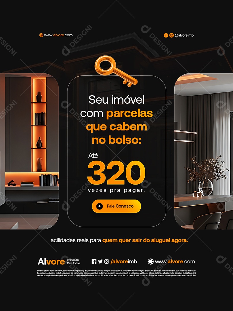 Imobiliária Seu Imóvel com Parcelas Que Cabem no Bolso Social Media PSD Editável