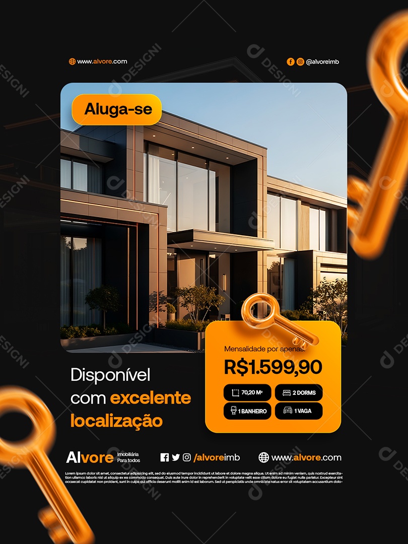 Imobiliária Disponível com Excelente Localização Social Media PSD Editável