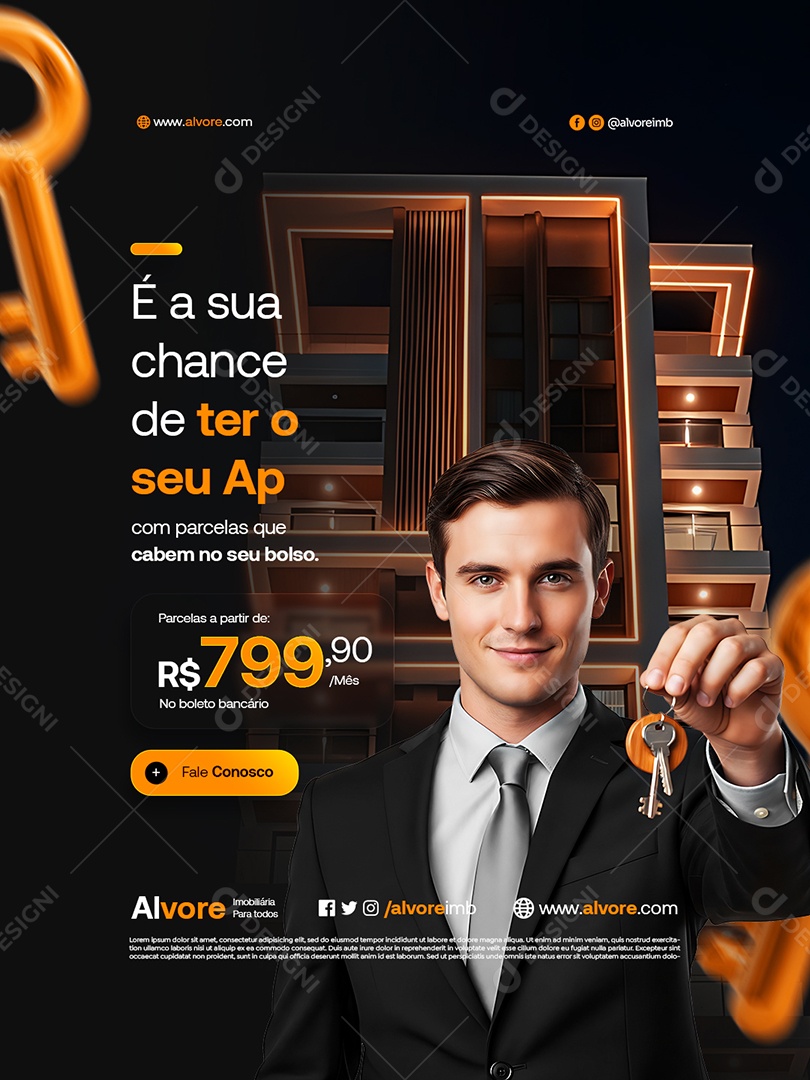 Imobiliária é a Sua Chance de Ter o seu Ap Social Media PSD Editável