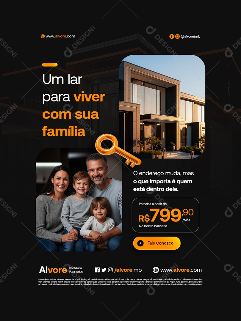 Imobiliária Um Lar para Viver com Sua Família Social Media PSD Editável