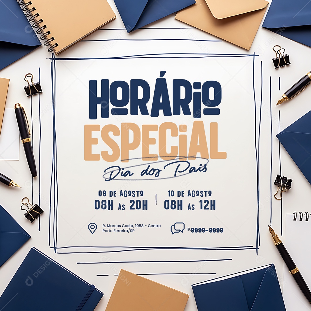 Horário Especial Dia dos Pais Social Media PSD Editável