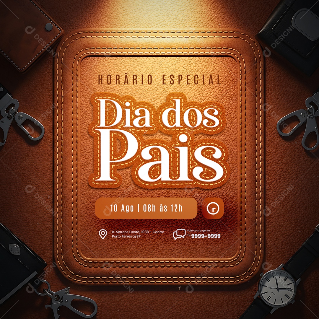 Horário Especial Dia dos Pais 10 de Agosto Social Media PSD Editável