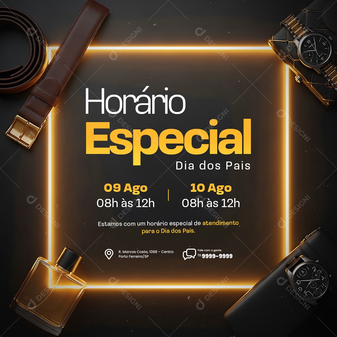 Horário Especial Dia dos Pais Social Media PSD Editável