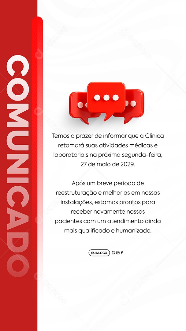 Story Comunicado Clinica Social Media PSD Editável