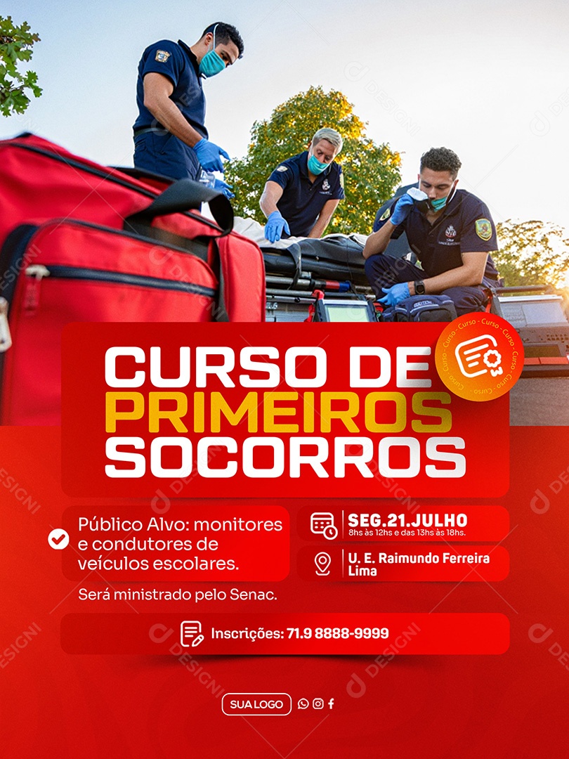 Curso de Primeiros Socorros Social Media PSD Editável