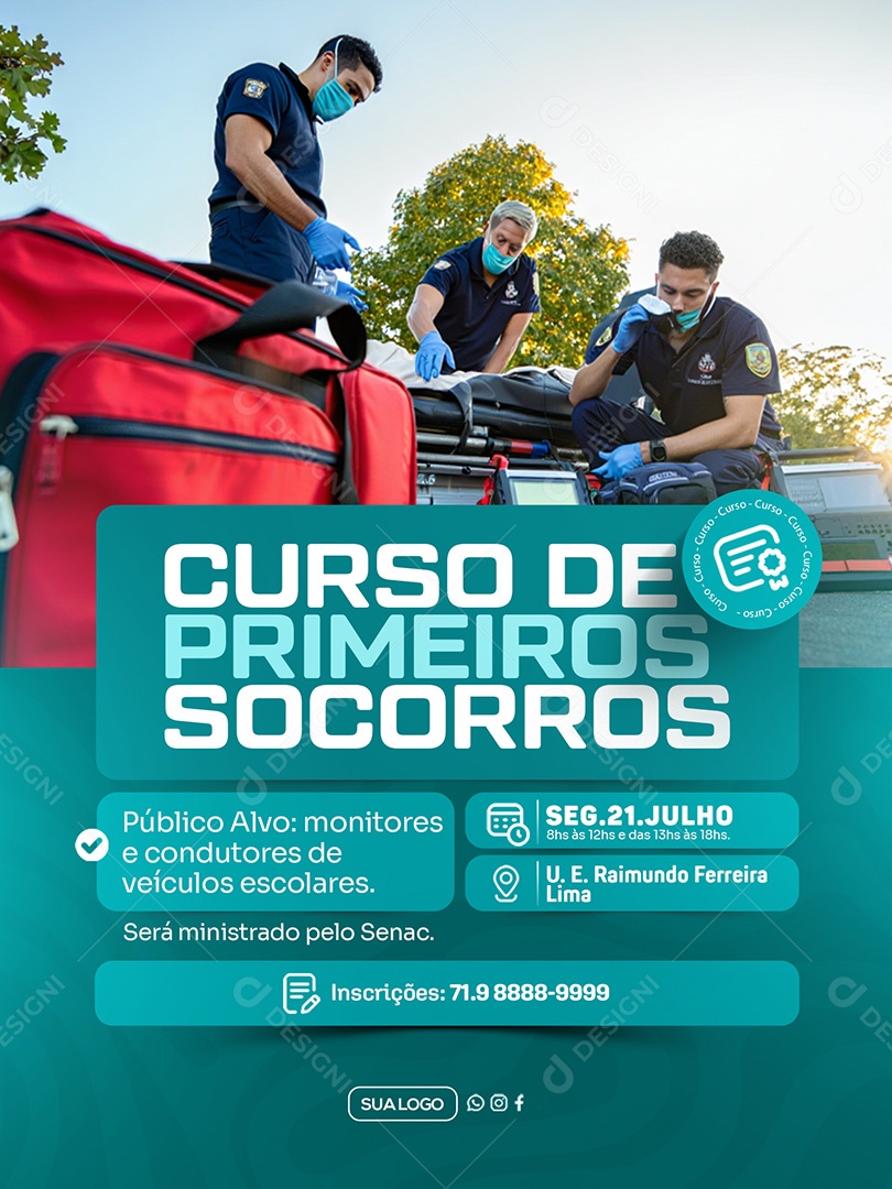 Curso de Primeiros Socorros Social Media PSD Editável