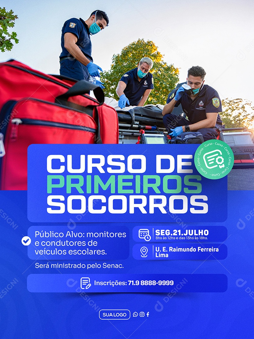 Curso de Primeiros Socorros Social Media PSD Editável
