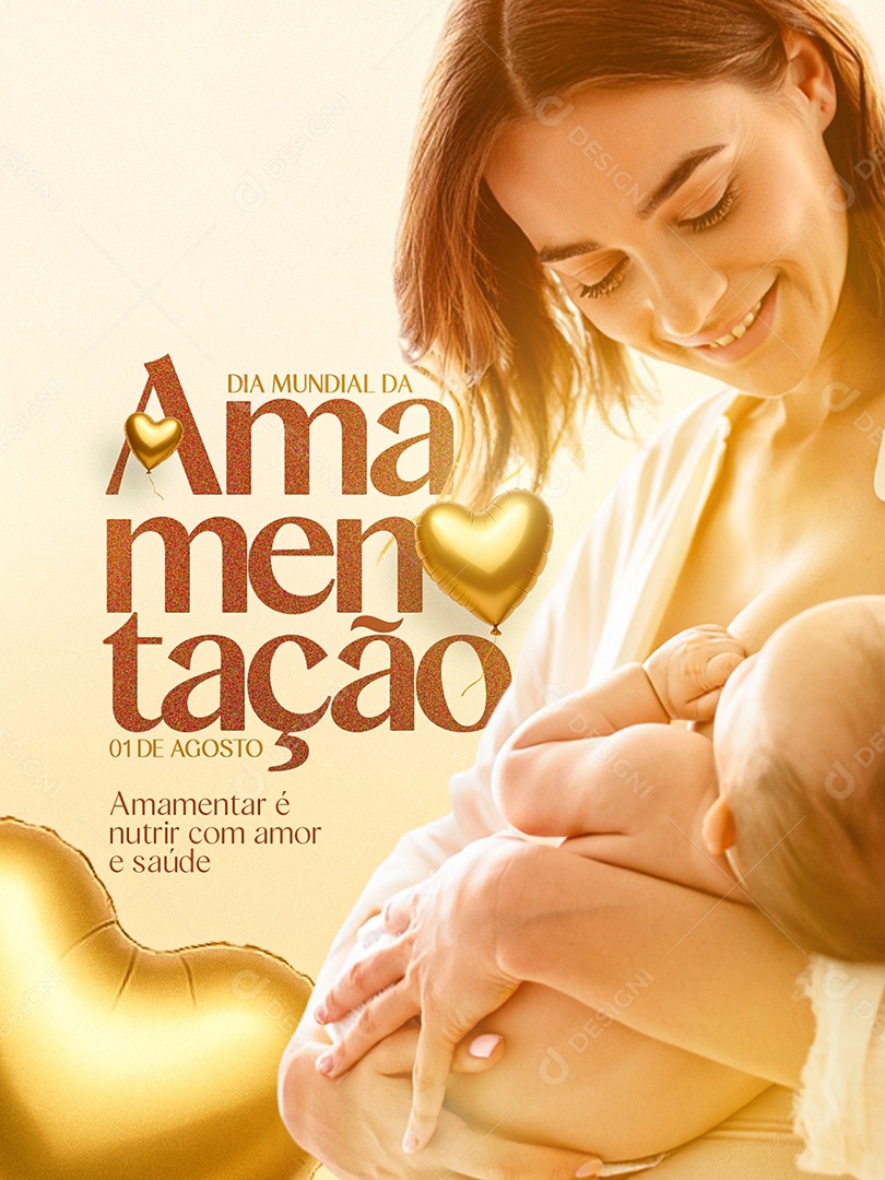 Dia Mundial da Amamentação 1 de Agosto Social Media PSD Editável