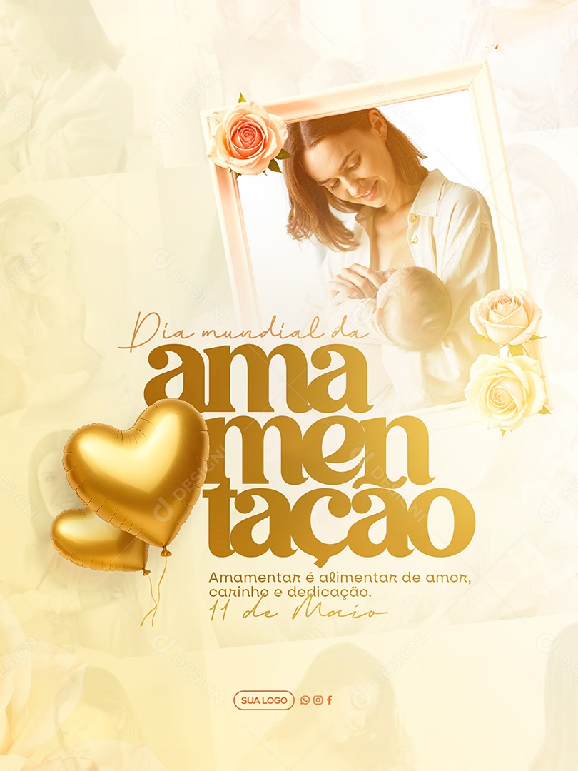 Dia Mundial da Amamentação 1 de Agosto Social Media PSD Editável