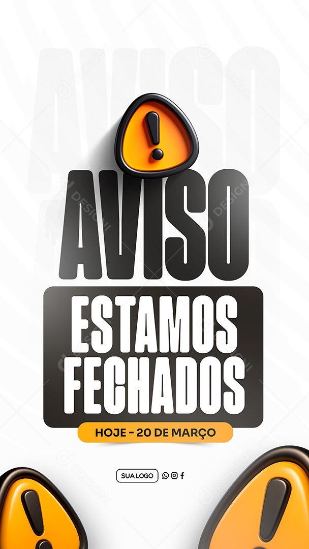 Story Aviso Estamos Fechados Social Media PSD Editável