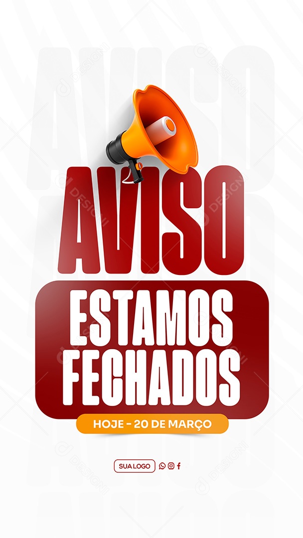 Story Aviso Estamos Fechados Social Media PSD Editável