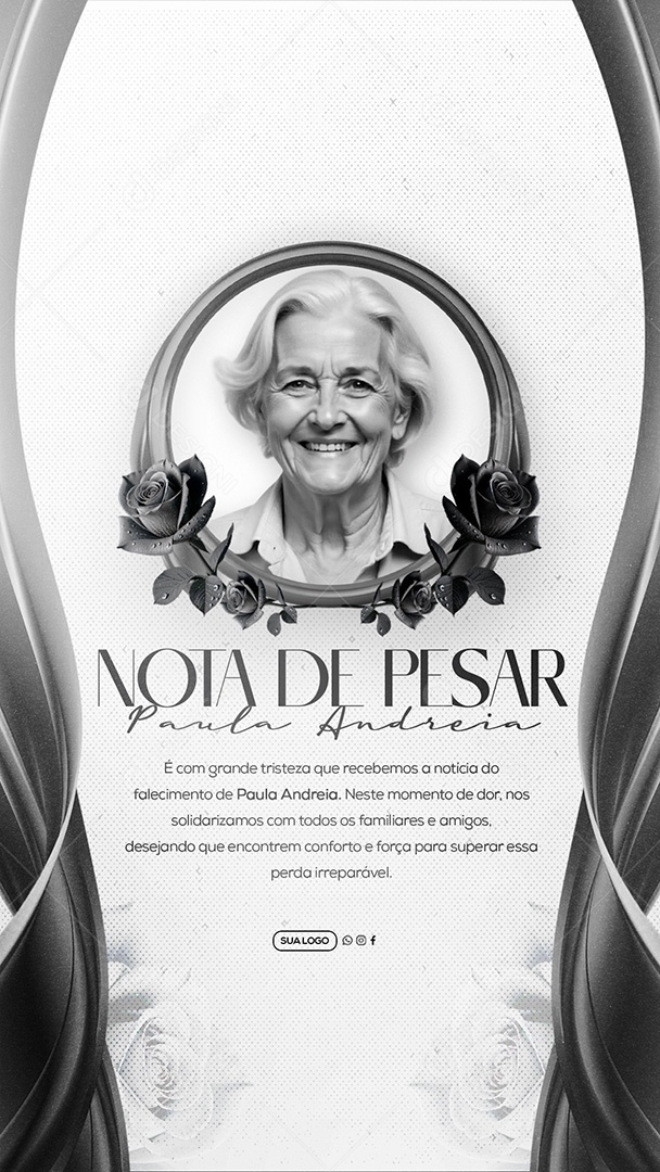 Story Nota de Pesar Social Media PSD Editável
