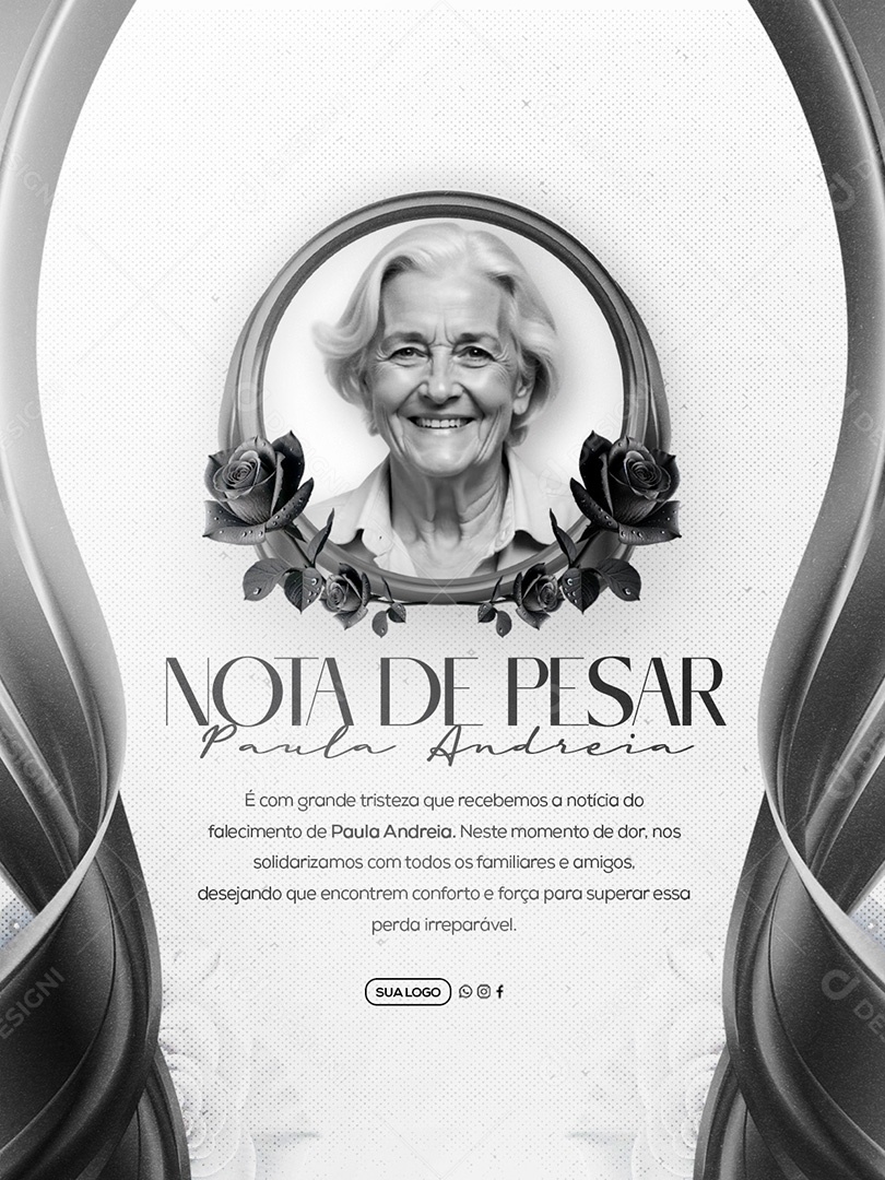 Nota de Pesar Social Media PSD Editável