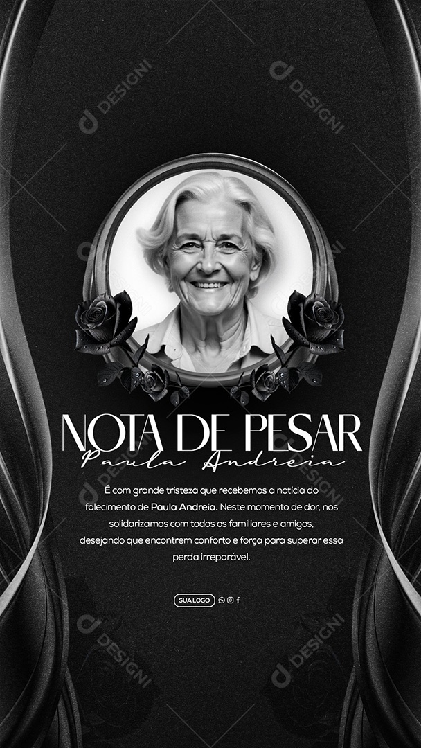 Story Nota de Pesar Social Media PSD Editável