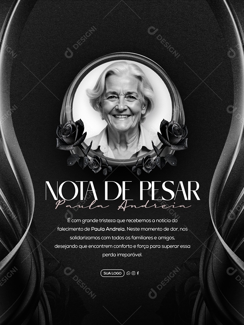 Nota de Pesar Social Media PSD Editável