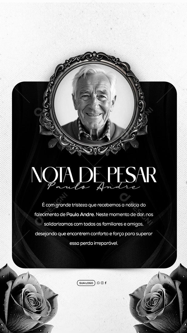 Story Nota de Pesar Social Media PSD Editável