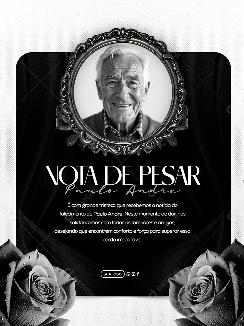 Nota de Pesar Social Media PSD Editável