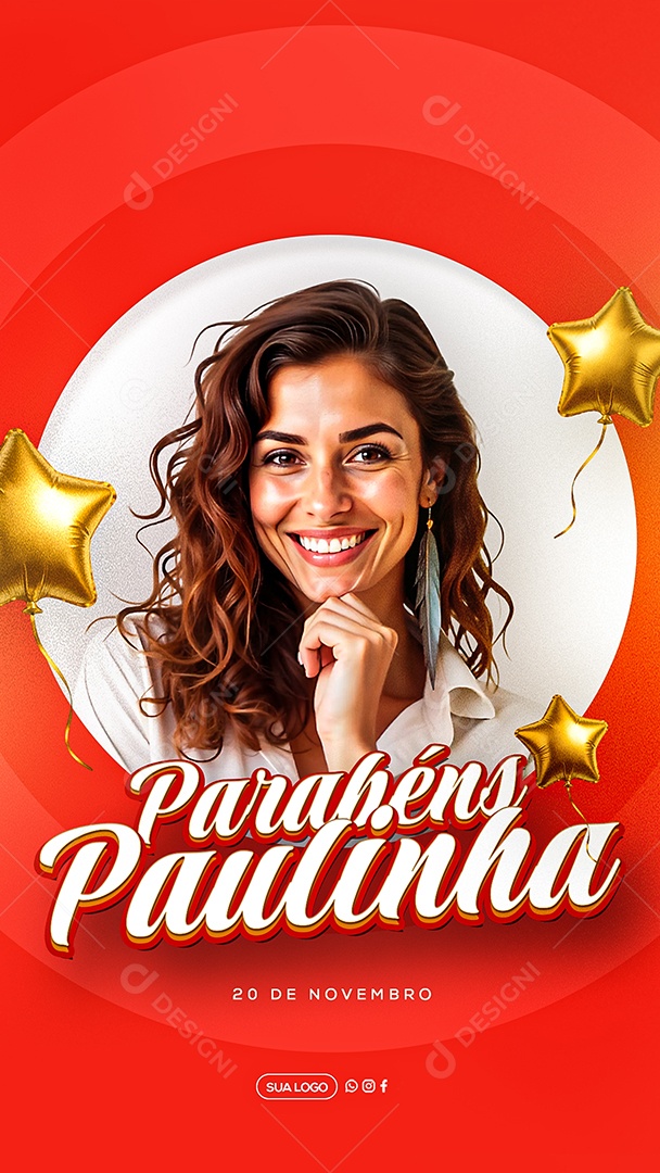 Story Feliz Aniversário Parabéns Paulinha Social Media PSD Editável