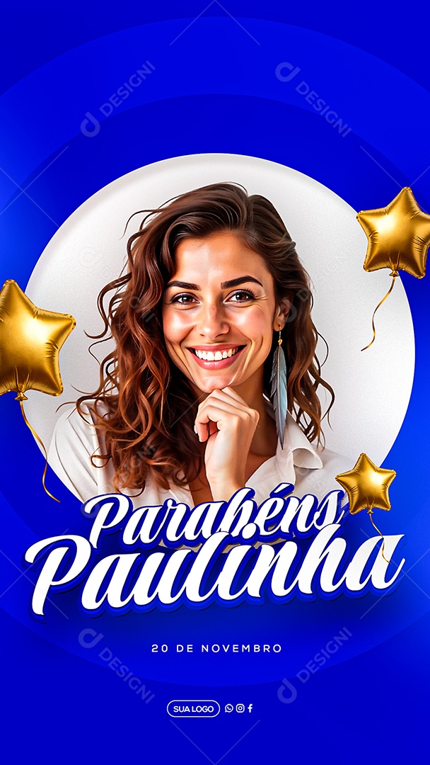 Story Feliz Aniversário Parabéns Paulinha Social Media PSD Editável